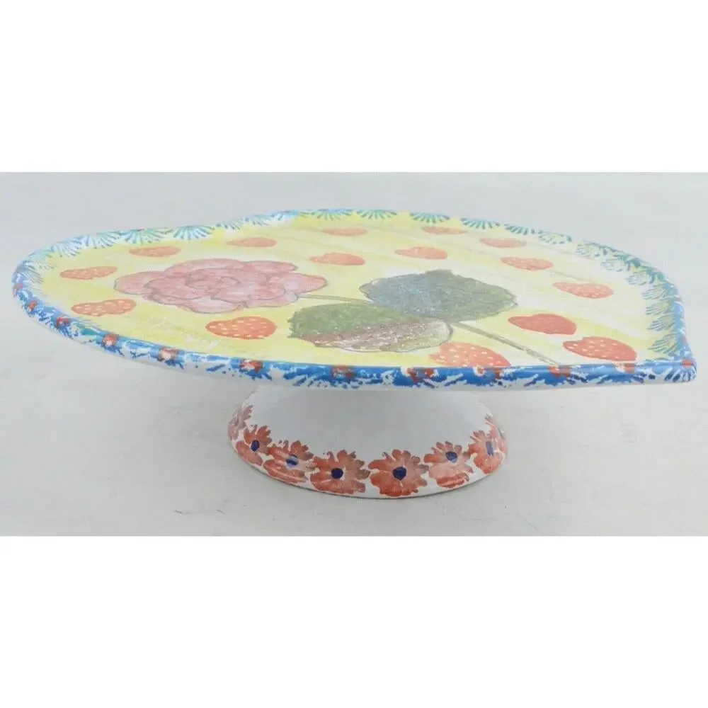 Vintage Italian Ceramic Heart-Shaped Cake Pedestal Stand 13